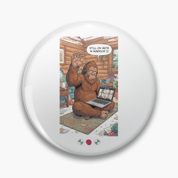 Item preview, Still on Mute in Warrior II - Funny Bigfoot Zoom Yoga Fail Retro Comic Design designed and sold by Whimsy Trail Co.