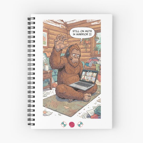 Item preview, Still on Mute in Warrior II - Funny Bigfoot Zoom Yoga Fail Retro Comic Design designed and sold by Whimsy Trail Co.