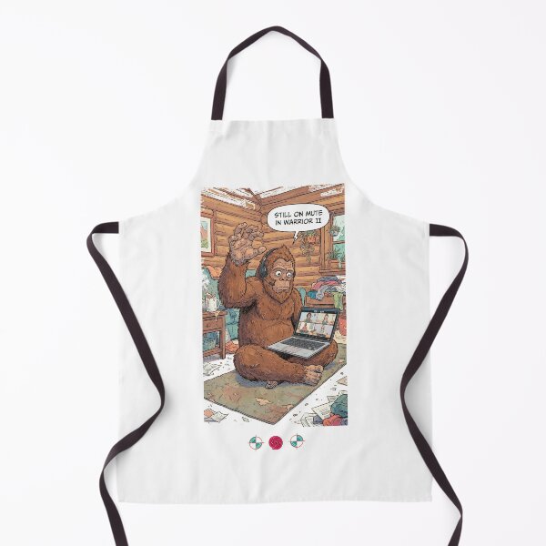 Item preview, Still on Mute in Warrior II - Funny Bigfoot Zoom Yoga Fail Retro Comic Design designed and sold by Whimsy Trail Co.