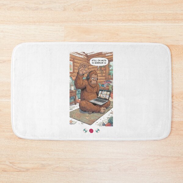 Item preview, Still on Mute in Warrior II - Funny Bigfoot Zoom Yoga Fail Retro Comic Design designed and sold by Whimsy Trail Co.