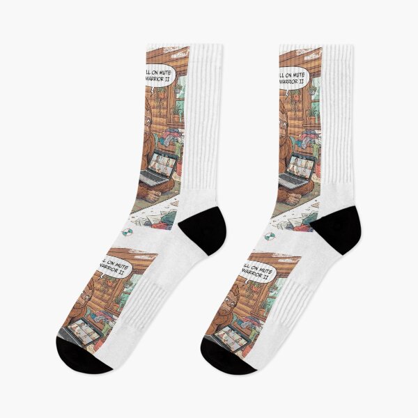 Item preview, Still on Mute in Warrior II - Funny Bigfoot Zoom Yoga Fail Retro Comic Design designed and sold by Whimsy Trail Co.