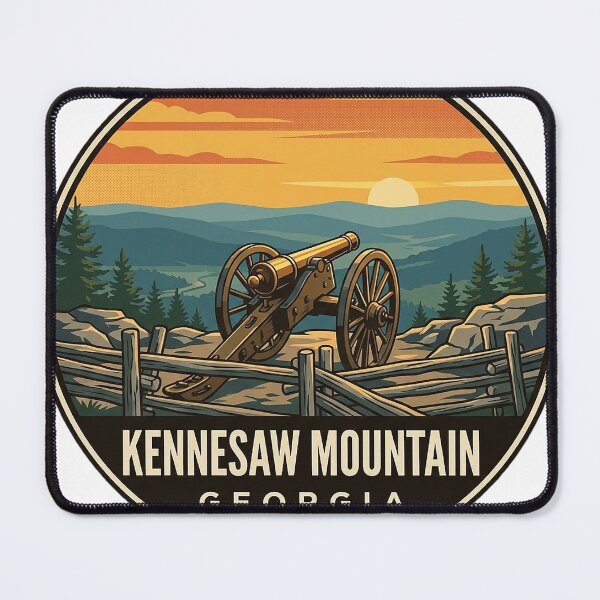 Item preview, Kennesaw Mountain Cannon Sunset Circle Badge Sticker designed and sold by DetourDgn.