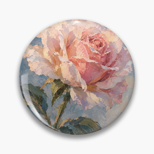 Item preview, Impressionist Pink Rose Oil Painting designed and sold by Rahma-yehia23.