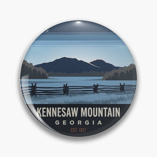 Artikelvorschau, Kennesaw Mountain Twin Peaks Blue Hour Badge Sticker entworfen und verkauft von DetourDgn.
