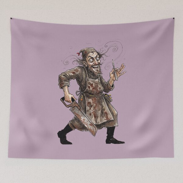 Item preview, The 300% Mortality Rate: Mad Victorian Barber Surgeon Art Print designed and sold by FreiherrPK.