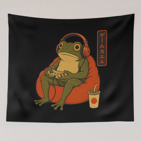 Item preview, Funny Frog Gamer Playing Video Games Japanese Gaming designed and sold by Aniverlia.