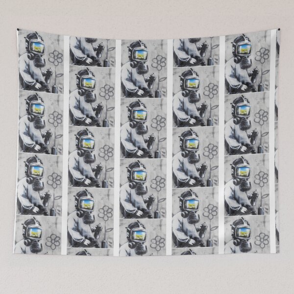 Item preview, Banksy Gas Mask Boy Art designed and sold by emmons-ulrike.