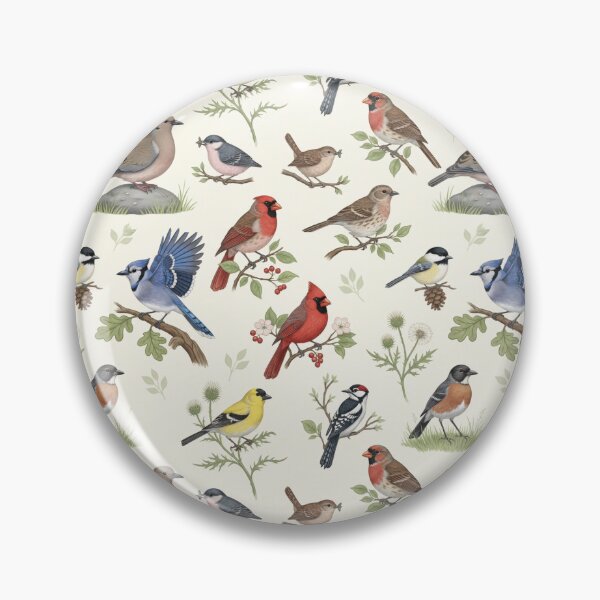 Item preview, North American Garden Birds – Colourful Backyard Wildlife Seamless Pattern designed and sold by The Digital Compass.