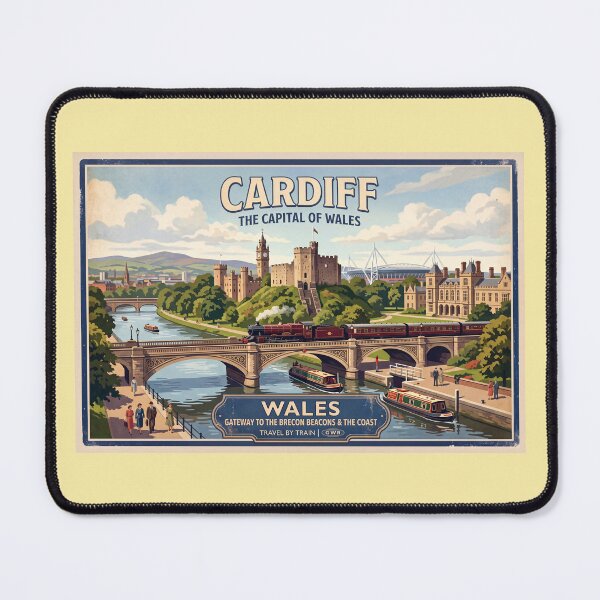 Item preview, Cardiff, Wales Vintage Style Travel Poster designed and sold by ArtworkNorth.