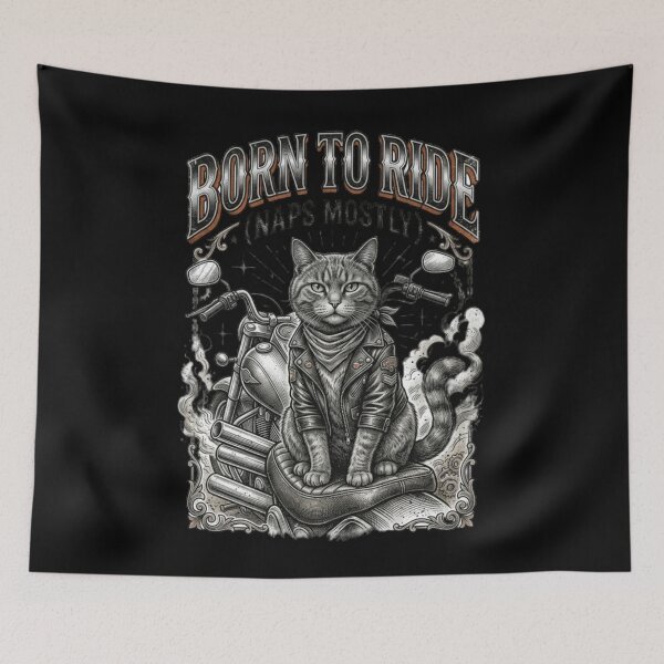 Item preview, Born to Ride Naps Mostly Funny Biker Cat designed and sold by FurRealStudioCo.