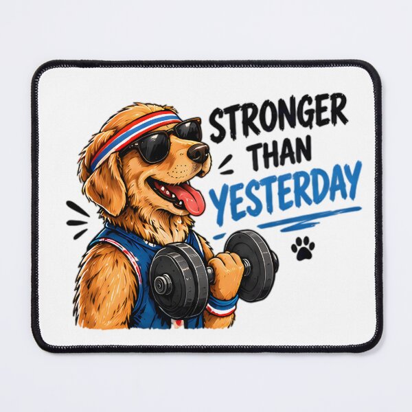 Item preview, Stronger Than Yesterday Gym Golden Retriever designed and sold by Pyt27.