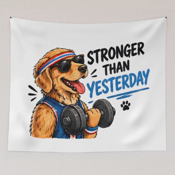 Item preview, Stronger Than Yesterday Gym Golden Retriever designed and sold by Pyt27.