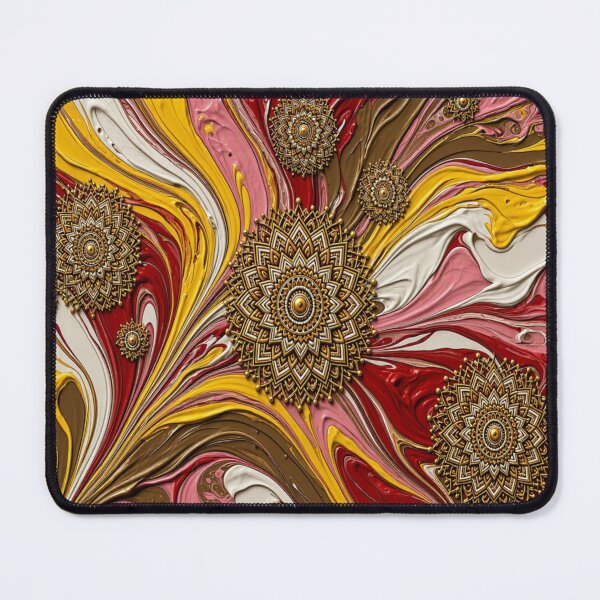 Item preview, Golden Mandala Heart & Acrylic Fluid Art Pattern designed and sold by Breezes-of-Ida.
