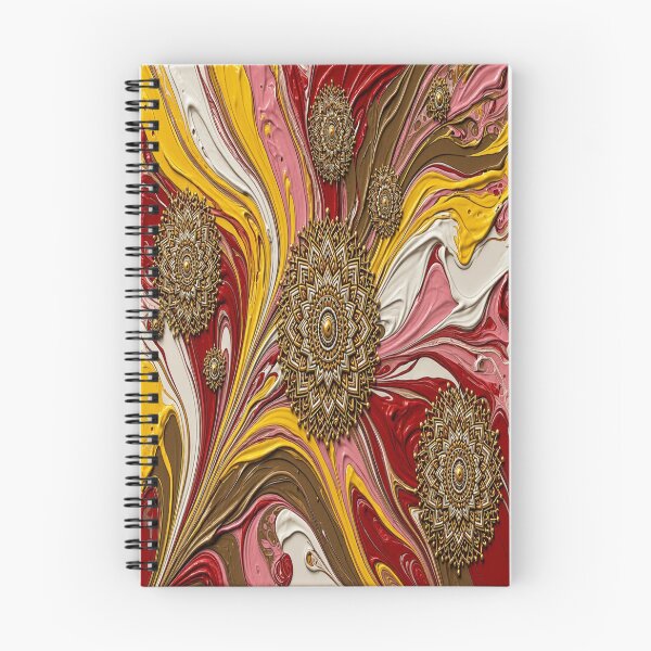 Item preview, Golden Mandala Heart & Acrylic Fluid Art Pattern designed and sold by Breezes-of-Ida.