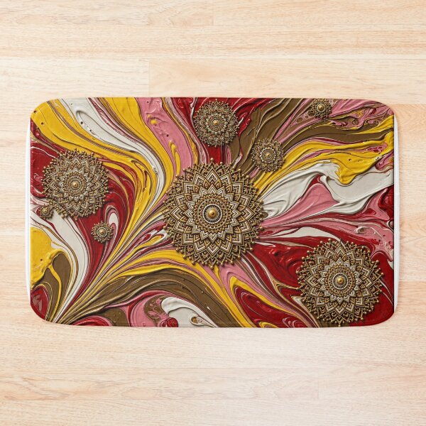 Item preview, Golden Mandala Heart & Acrylic Fluid Art Pattern designed and sold by Breezes-of-Ida.