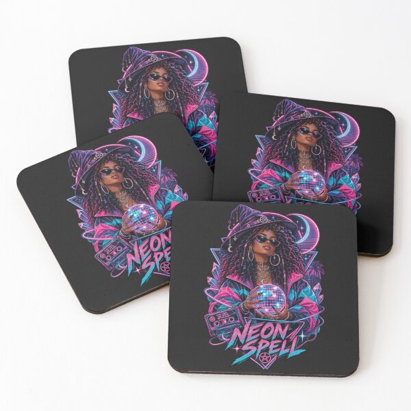 Item preview, Neon Spell Cyberpunk Witch Synthwave Magic Art designed and sold by CrazySzoopWorld.