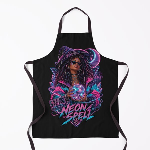 Item preview, Neon Spell Cyberpunk Witch Synthwave Magic Art designed and sold by CrazySzoopWorld.