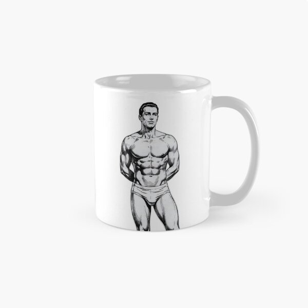 Aperçu de l'œuvre Homme athlétique et séduisant de style vintage – Illustration rétro classique à l'encre créée et vendue par gayishdesign.