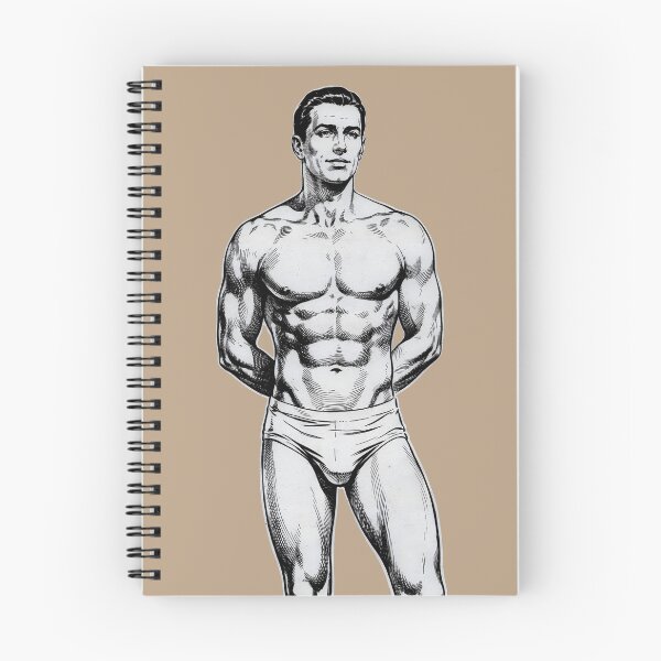 Aperçu de l'œuvre Homme athlétique et séduisant de style vintage – Illustration rétro classique à l'encre créée et vendue par gayishdesign.