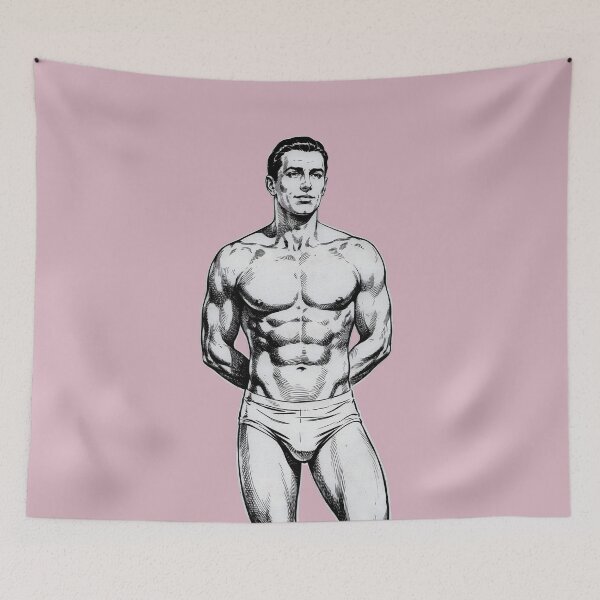 Item preview, Vintage Handsome Athletic Man – Classic Retro Ink Illustration designed and sold by gayishdesign.