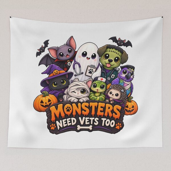 Item preview, Monsters Need Vets Too – Funny Halloween Veterinary Gift for Vet Techs designed and sold by Bettybee00.