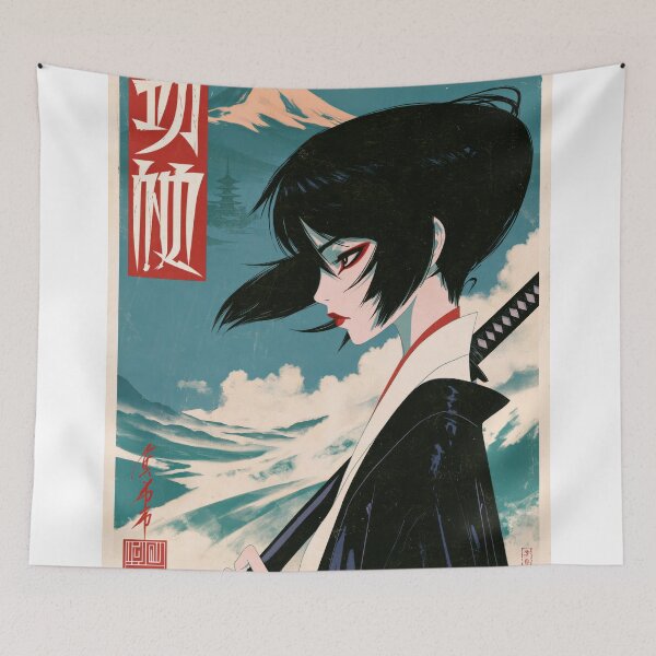 Item preview, Anime Samurai Warriors Poster | Japanese Fantasy Art Print Red Aesthetic designed and sold by Affiches29 Animé .