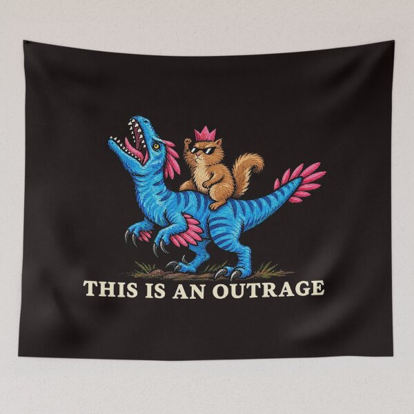 Item preview, Princess Donut Riding Mongo This Is An Outrage Funny Cat designed and sold by PunPals-Art.