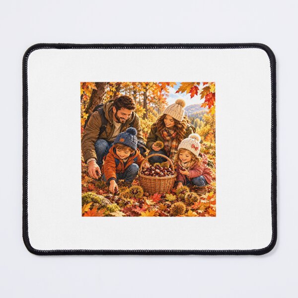 Item preview, Family Collecting Chestnuts in the Autumn Forest designed and sold by NestDesigns01.