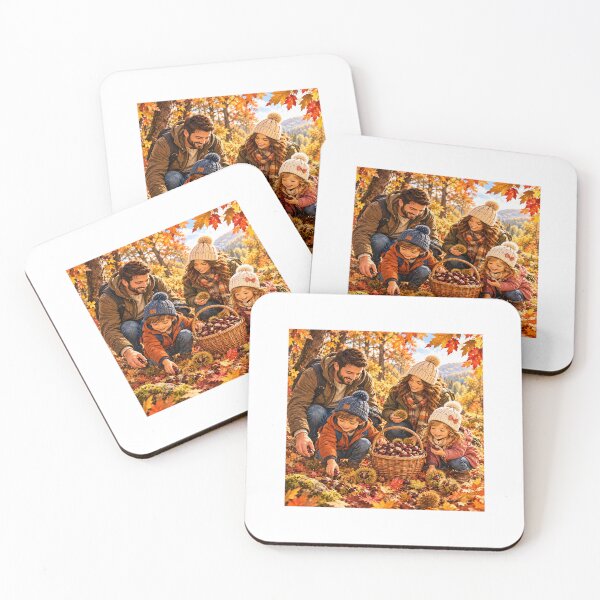 Item preview, Family Collecting Chestnuts in the Autumn Forest designed and sold by NestDesigns01.