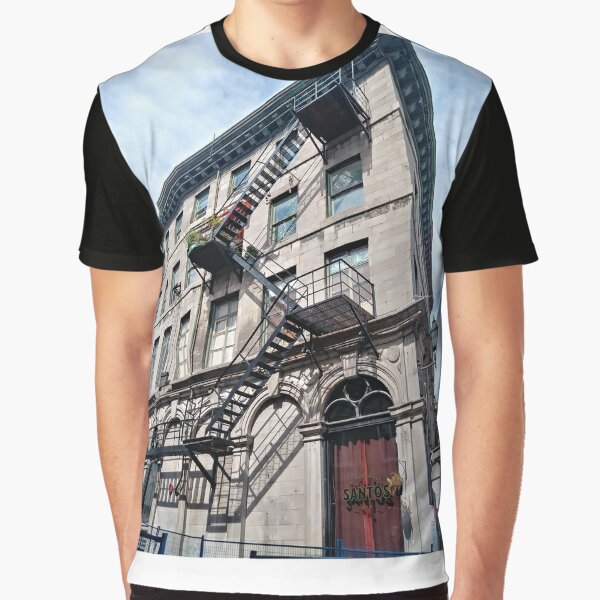 #FireEscape #pompier #PompierLadder #ScalingLadder Montreal #Montreal #City #MontrealCity #Canada #buildings #streets #places #views #building #architecture #windows #sculptures #door #entry Graphic T-Shirt