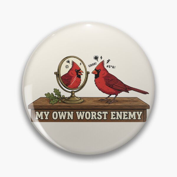 Item preview, My Own Worst Enemy Northern Cardinal Mirror Fight Art designed and sold by shifumart.