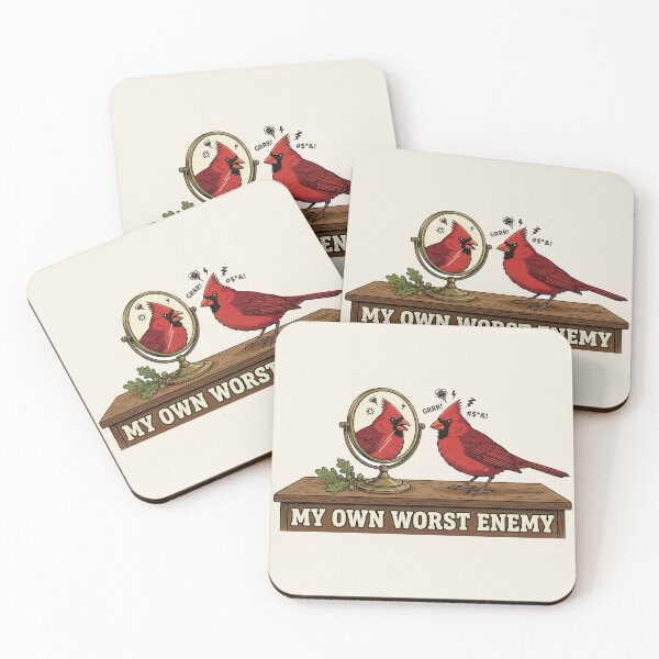 Item preview, My Own Worst Enemy Northern Cardinal Mirror Fight Art designed and sold by shifumart.