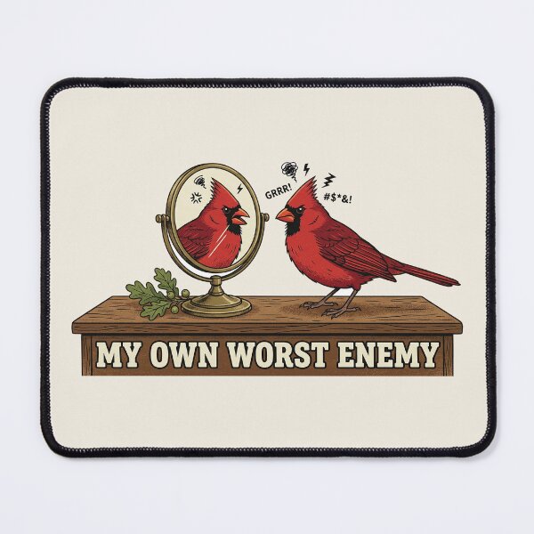 Item preview, My Own Worst Enemy Northern Cardinal Mirror Fight Art designed and sold by shifumart.