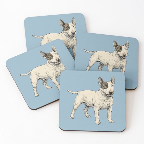 Item preview, The White Cavalier: Vintage English Bull Terrier Canine Art Print designed and sold by FreiherrPK.