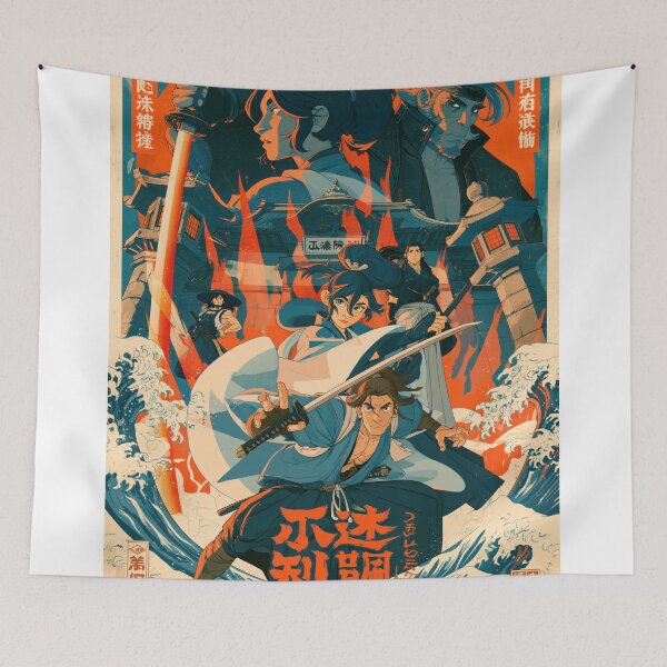 Item preview,  Anime Samurai Warriors Poster | Japanese Fantasy Art Print Red Aesthetic designed and sold by Affiches29 Animé .