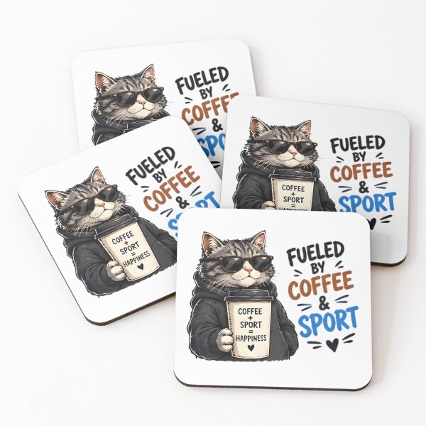 Item preview, Fueled By Coffee And Sport Cool Cat designed and sold by Pyt27.