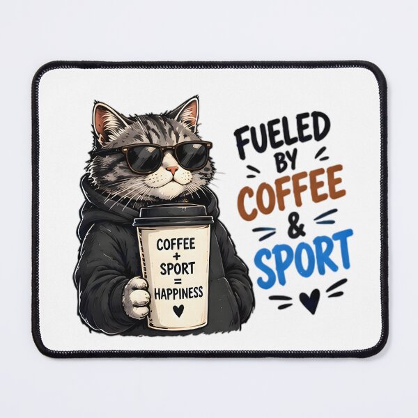 Item preview, Fueled By Coffee And Sport Cool Cat designed and sold by Pyt27.