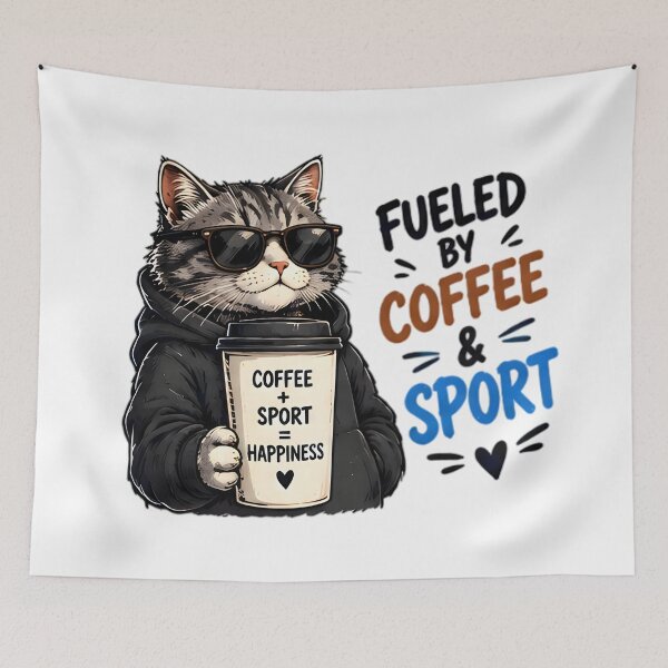 Item preview, Fueled By Coffee And Sport Cool Cat designed and sold by Pyt27.