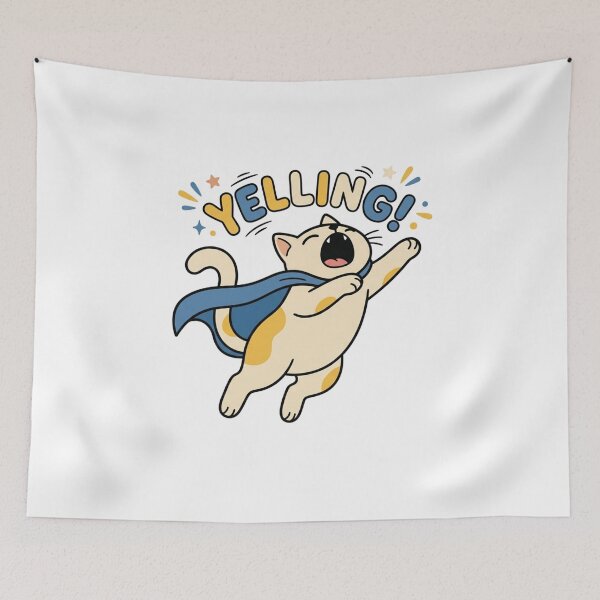 Item preview, Funny Yelling Superhero Cat Heroic Loud Kitten designed and sold by Fine-Arts-Lab.