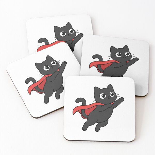Item preview, Cute Black Superhero Cat Flying Heroic Kitten designed and sold by Fine-Arts-Lab.