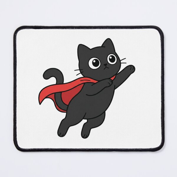 Item preview, Cute Black Superhero Cat Flying Heroic Kitten designed and sold by Fine-Arts-Lab.