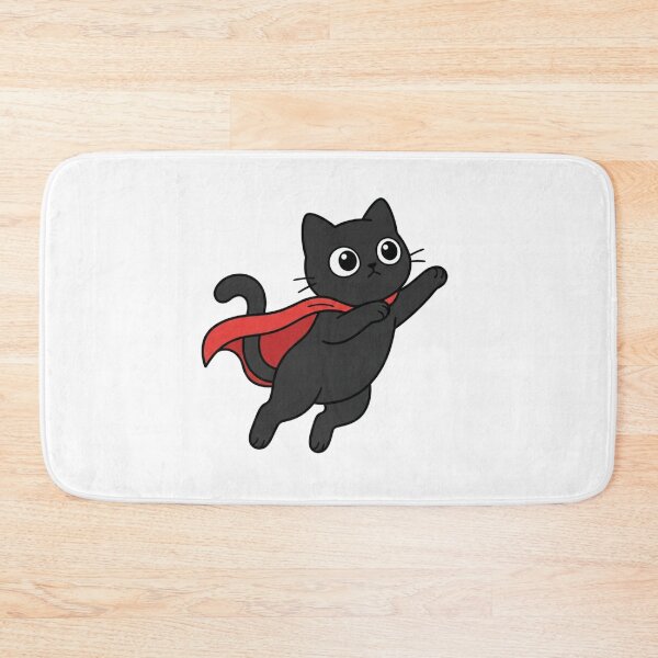 Item preview, Cute Black Superhero Cat Flying Heroic Kitten designed and sold by Fine-Arts-Lab.