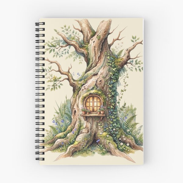 Item preview, Enchanted Tree Window Watercolor Cottagecore Art designed and sold by CalmCapy Co.