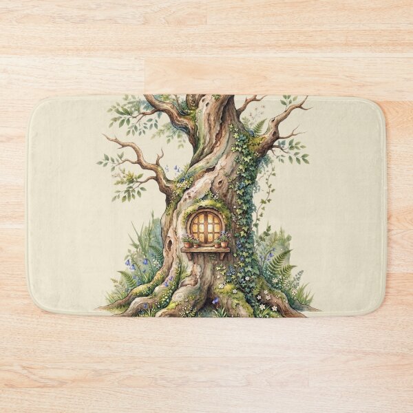 Item preview, Enchanted Tree Window Watercolor Cottagecore Art designed and sold by CalmCapy Co.