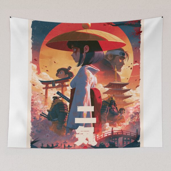 Item preview,  Anime Samurai Warriors Poster | Japanese Fantasy Art Print Red Aesthetic designed and sold by Affiches29 Animé .