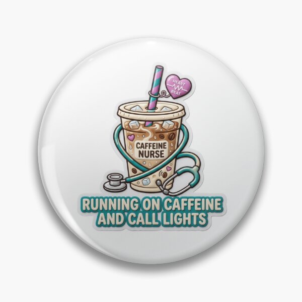 Item preview, RN Nurse Running On Caffeine Call Lights 3D Puffy Sticker – Floor Nurse Burnout Humor Gift designed and sold by The Niche Lab.