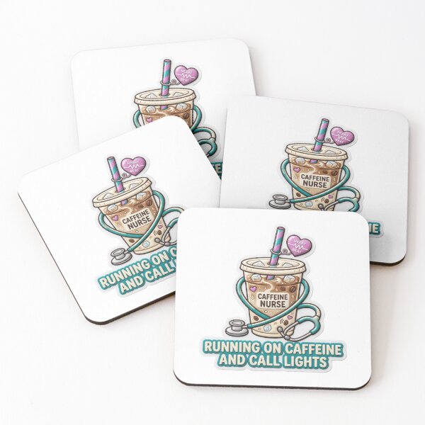 Item preview, RN Nurse Running On Caffeine Call Lights 3D Puffy Sticker – Floor Nurse Burnout Humor Gift designed and sold by The Niche Lab.