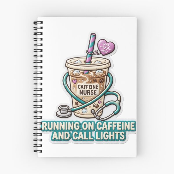 Item preview, RN Nurse Running On Caffeine Call Lights 3D Puffy Sticker – Floor Nurse Burnout Humor Gift designed and sold by The Niche Lab.