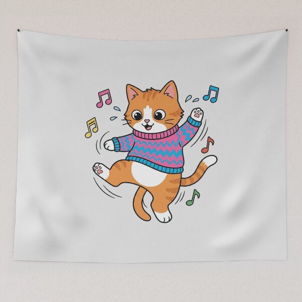 Item preview, Cute Dancing Cat Colorful Sweater Musical Kitten designed and sold by Fine-Arts-Lab.