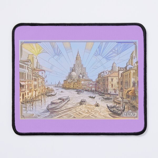 Item preview, Venice Grand Canal Art Deco Retro Travel Illustration designed and sold by ArtworkNorth.